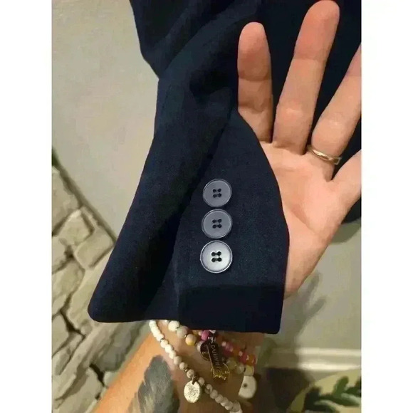 Conbipel Women's Navy Blue One-Button Blazer Size 46 Stretch Italy L - Picture 5 of 10